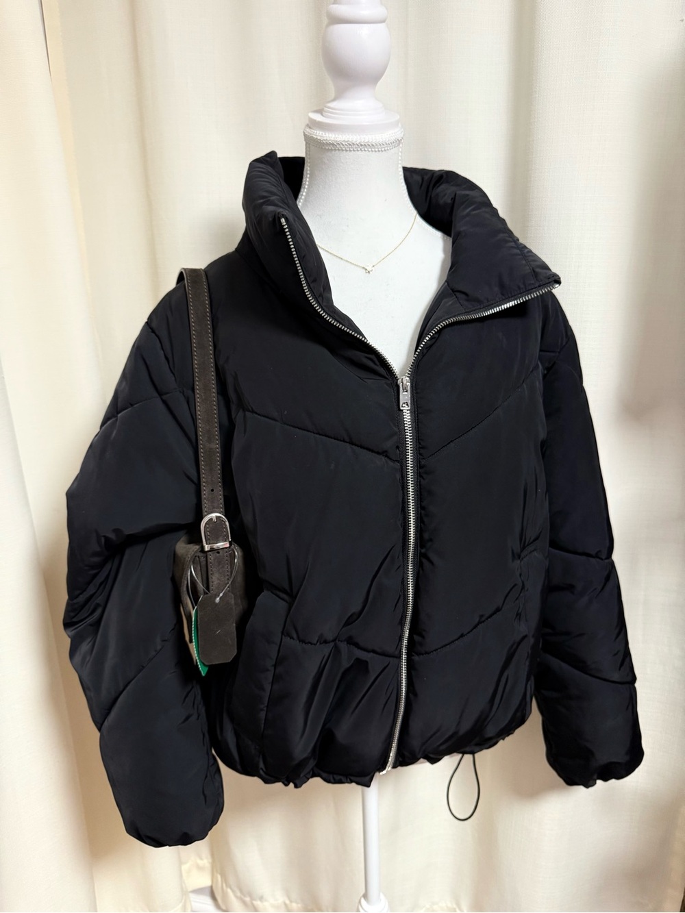 H&M Puffer Jacket with High Collar - Black/M